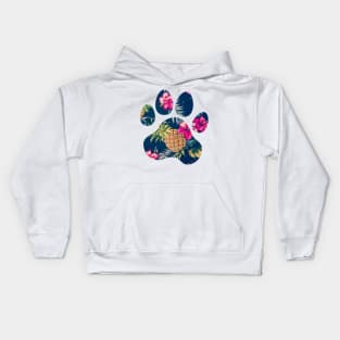 Navy Pineapple Paw Print Kids Hoodie